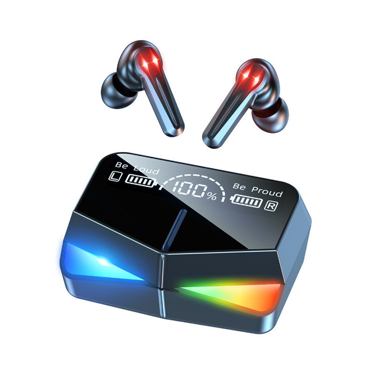 ایرپاد بلوتوثی مدل M28 بدون قابلیت نویز کنسلینگ، درگاه شارژ USB Type-C، دارای پشتیبانی از فرمان لمسی، دارای نمایشگر میزان شارژ روی محفظه