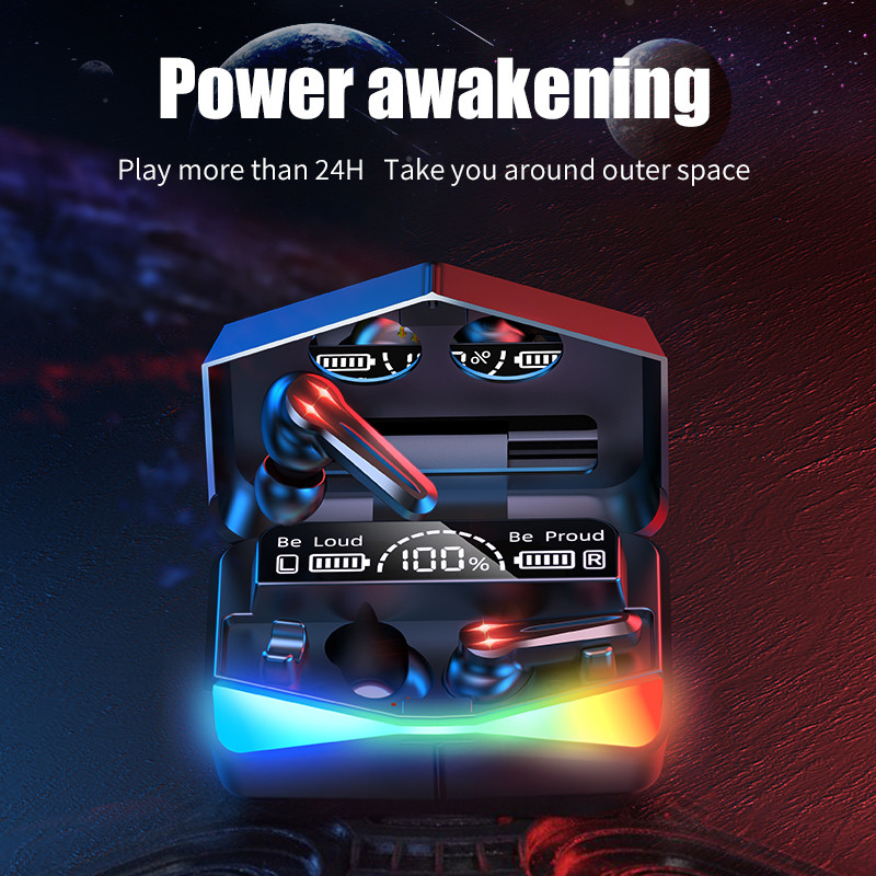 ایرپاد بلوتوثی مدل M28 بدون قابلیت نویز کنسلینگ، درگاه شارژ USB Type-C، دارای پشتیبانی از فرمان لمسی، دارای نمایشگر میزان شارژ روی محفظه