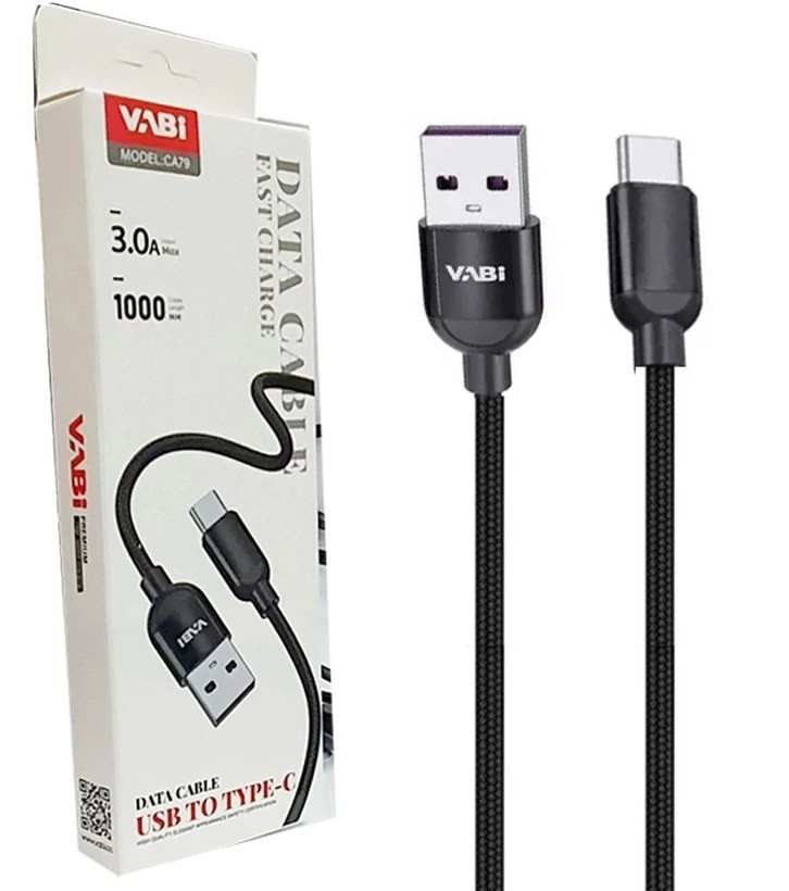 کابل شارژ و انتقال دیتا تایپ سی فست کنفی وابی (VABI) مدل CA79 - طول ۱ متر